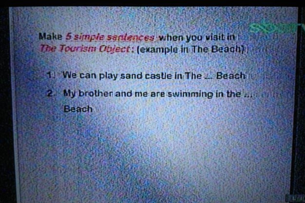 Make 5 simple sentences when you visit in The Tourism Object!